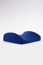 Navy blue ergonomic Lumbar Back Pillow cushion with a curved, contoured design for body support, set against a plain white background. Conveys a sense of comfort and relaxation.